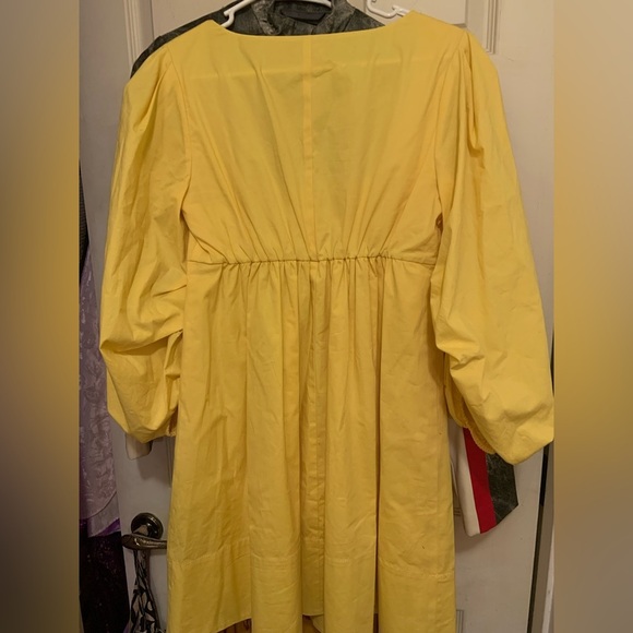 STAUD Sophie Yellow Square Neck Babydoll Mini Dress summer party $250 designer - Picture 13 of 13